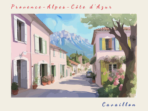 Cavaillon: Postcard design with a scene in France and the city name Cavaillon