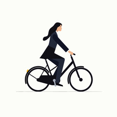 Fototapeta na wymiar Woman in a suit riding bicycle vector isolated
