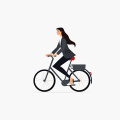 Fototapeta na wymiar Woman in a suit riding bicycle vector isolated