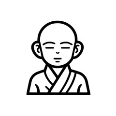 Little Buddhist monk vector illustration isolated on transparent background