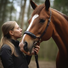 Obraz premium girl and horse