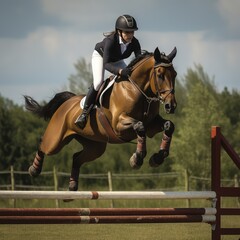 horse and rider jumping