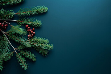 Christmas Tree Branches on Plain Background