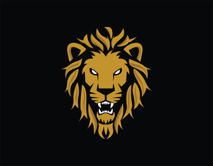 Black and Gold Lion Head Logo Design Template