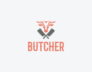 Clean Simple Butchery Business Logo Design Template