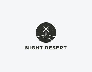 Fototapeta na wymiar Clean Simple Night Desert Logo Design Template