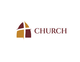 Simple Red burgundy and Gold Church Logo Design Template