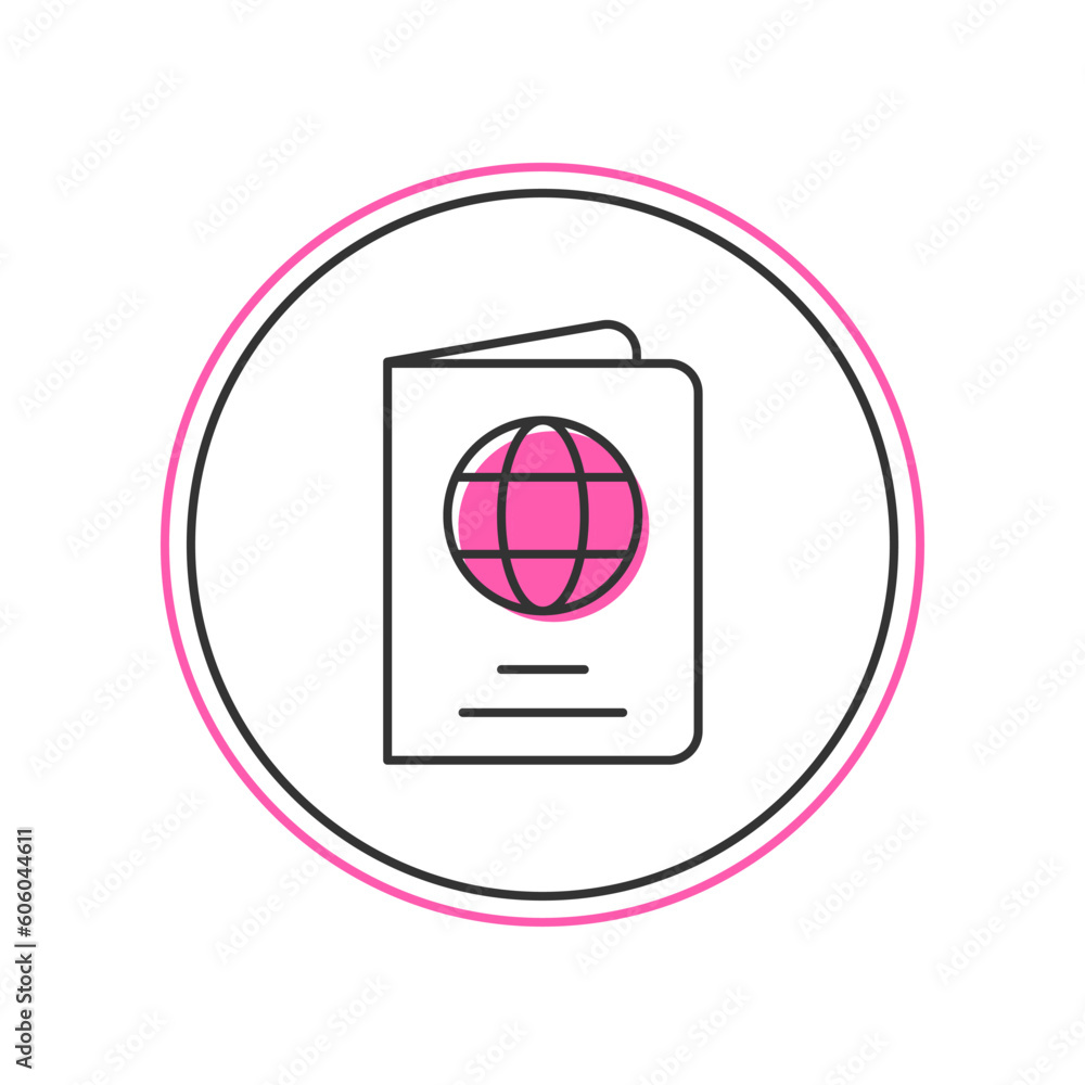 Aufkleber filled outline passport with biometric data icon isolated on white background. identification docume