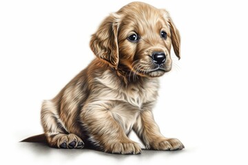 golden retriever puppy isolated on white