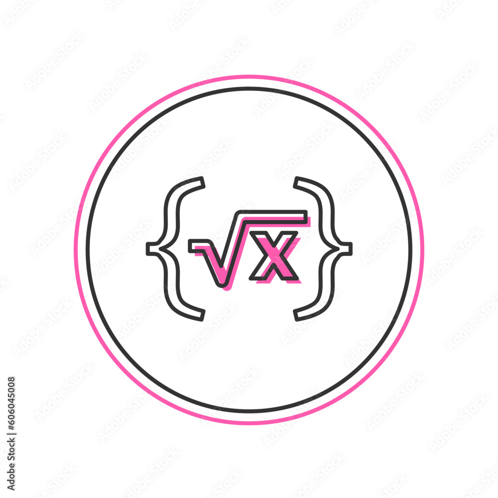 Poster filled outline square root of x glyph icon isolated on white background. mathematical expression. ve