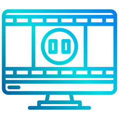 Pause media gradient line icon