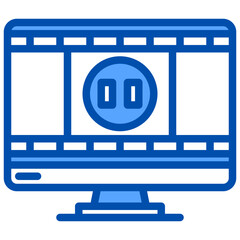 Pause media blue outline icon