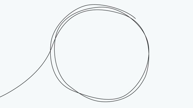 Animation of continuous drawing of one line of a round spiral, a dream catcher web. Focus concentration exercise sport. Business goal metaphor concept