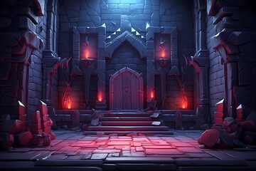 Dungeon arena background illustration for game design. Vampire themed battle arena. Castle arena. Video game background. Concept art - obrazy, fototapety, plakaty