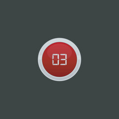 vector number three button icon collection.
