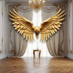 Digital Backdrops, yellow/gold angle wings Room Backgrounds