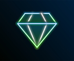 Glowing neon line Diamond icon isolated on black background. Jewelry symbol. Gem stone. Colorful outline concept. Vector