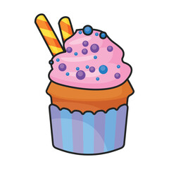 Cupcake vector icon.Color vector icon isolated on white background cupcake.
