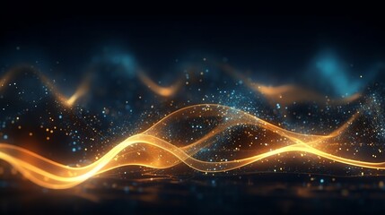 Wave lines curve with dark gold illustration for background template. Ai generative 