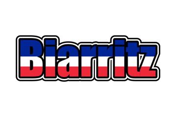 Biarritz sign icon with French flag colors - obrazy, fototapety, plakaty