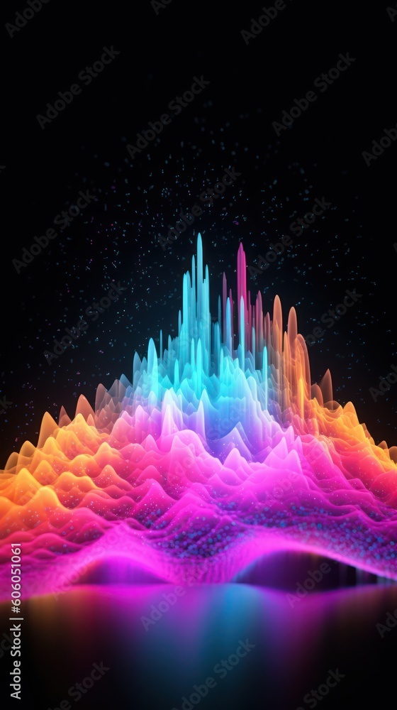 Poster abstract waving particle technology background. abstract wave moving dots flow particles, hi-tech an