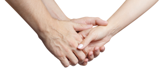 Man and woman holding hands, cut out