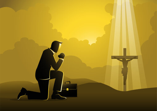 businessman praying vector illustration