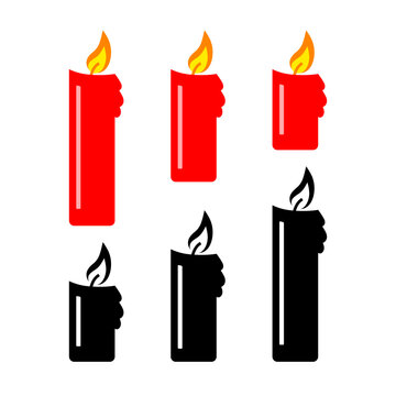 Candle vector icons on white background