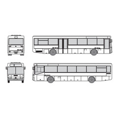 bus car outline, year 1994, isolated white background