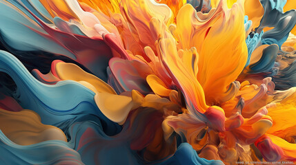 Abstract background with fluid shapes, swirling colored shapes and graceful curves, generative AI, AI generated