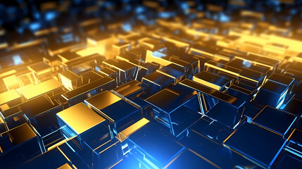 Fototapeta premium Blue and Gold Wallpaper Generative AI