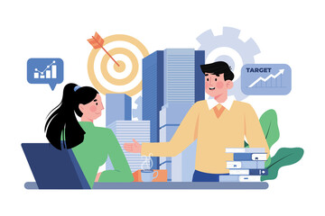 Executive team member communicating company goals.