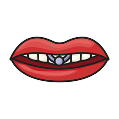 Piercings of tongue vector icon.Color vector icon isolated on white background piercings of tongue.
