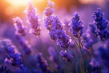 Fototapeta na wymiar Beautiful Lavender Field in Full Bloom