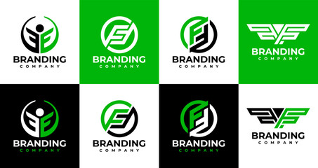 Modern business letter F FF logo design set
