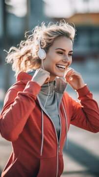 Generative AI - Active Lifestyle Radiance: Fit and Healthy Woman Smiles