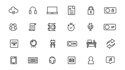 Project management icon collection. Time management and planning concept. Line icon set