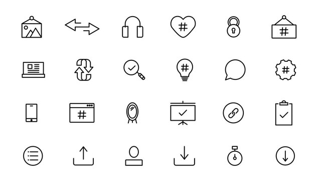 Project management icon collection. Time management and planning concept. Line icon set