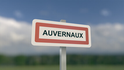 Commune of Auvernaux, sign of the city of Auvernaux. Entrance to the municipality.