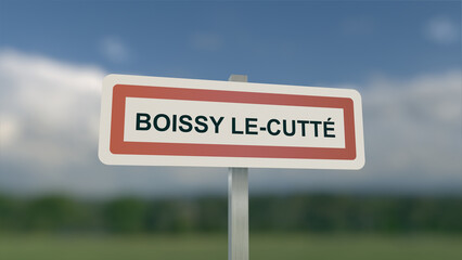 Commune of Boissy-le-Cutté, sign of the city of Boissy le Cutté. Entrance to the municipality.