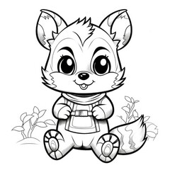 Fototapeta premium Animal coloring book, coloring page on white background