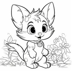 Animal coloring book, coloring page on white background