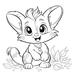 Obraz premium Animal coloring book, coloring page on white background