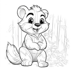 Obraz premium Animal coloring book, coloring page on white background