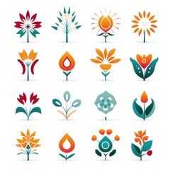 Fototapeta na wymiar A Collection of Floral Icons and Symbols, set of elements for design