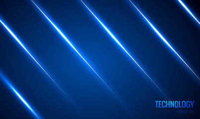 Technology futuristic light rays on dark blue background. Light rays futuristic technology background, Laser beams. Abstract laser beams of light. Rays of neon light, Neon lines, glow. Vector EPS10.