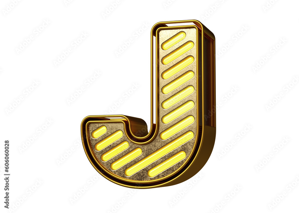 Aufkleber illuminated font letter j in yellow and gold. nice typeface for designing titles, ad headers and eye