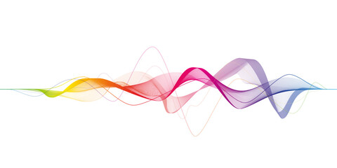 Visualization of music, sound. Abstract rainbow wave on white background. Vector illustration