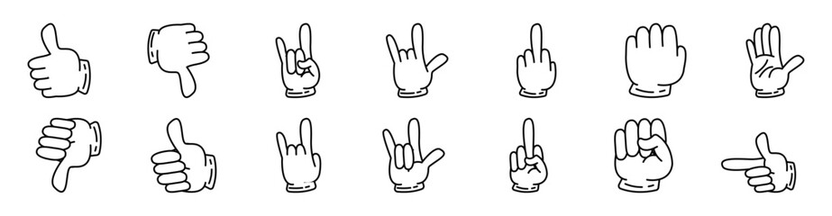 hand gesture hand sign cartoon style - obrazy, fototapety, plakaty