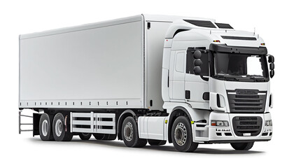 white truck On white background with clipping path. generative AI